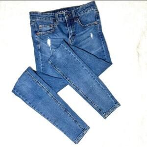 Junior's Blue Wild Fable Distressed Skinny Jeans Size 00 High Rise Stretch Denim